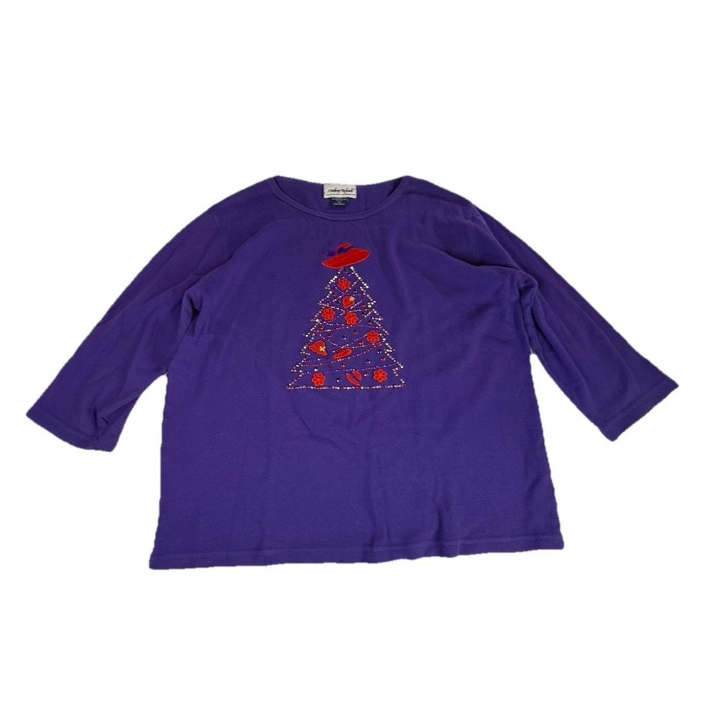 Anthony Richards Red Hat‎ Society Purple Christmas Tree Top 1X Holiday Shirt